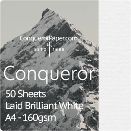 SMALL PACK - TINT:BrilliantWhite, FINISH:Laid, PAPER:160gsm, SIZE:A4-210x297mm, QTY:50Sheets, WATERMARK:No